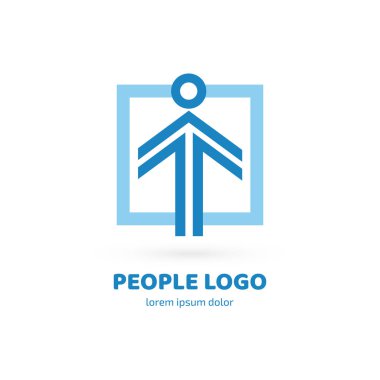 İllüstrasyon tasarımı logo iş takım sembolü. Vektör mutlu adam web simgesi.