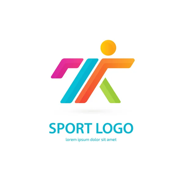 Vektör tasarım logo spor siluet. Adam piktogram, aktif yaşam tarzı soyut simgesi