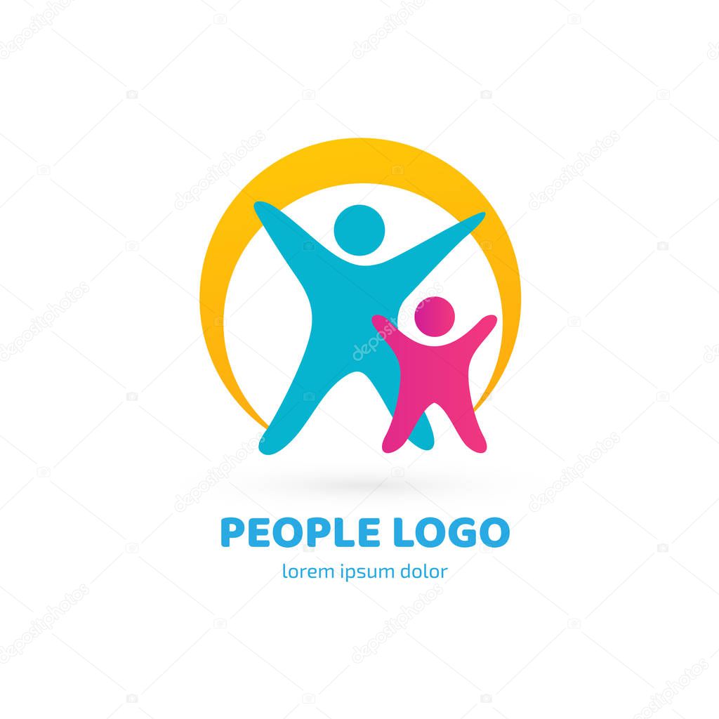 Illustration design of logotype business family symbol. Vector happy man web icon.