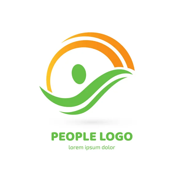 Ilustración Diseño Del Logotipo Negocios Símbolo Persona Feliz Vector Sol — Vector de stock