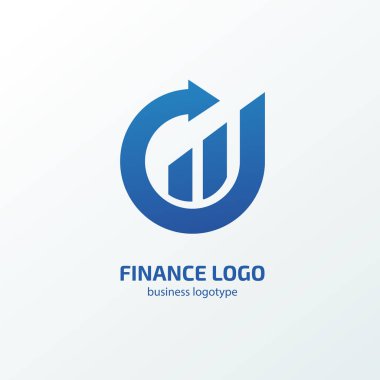 Vektör tasarım logo finans ve yatırım. Grafik ve grafik piktogram, analitik soyut simgesi