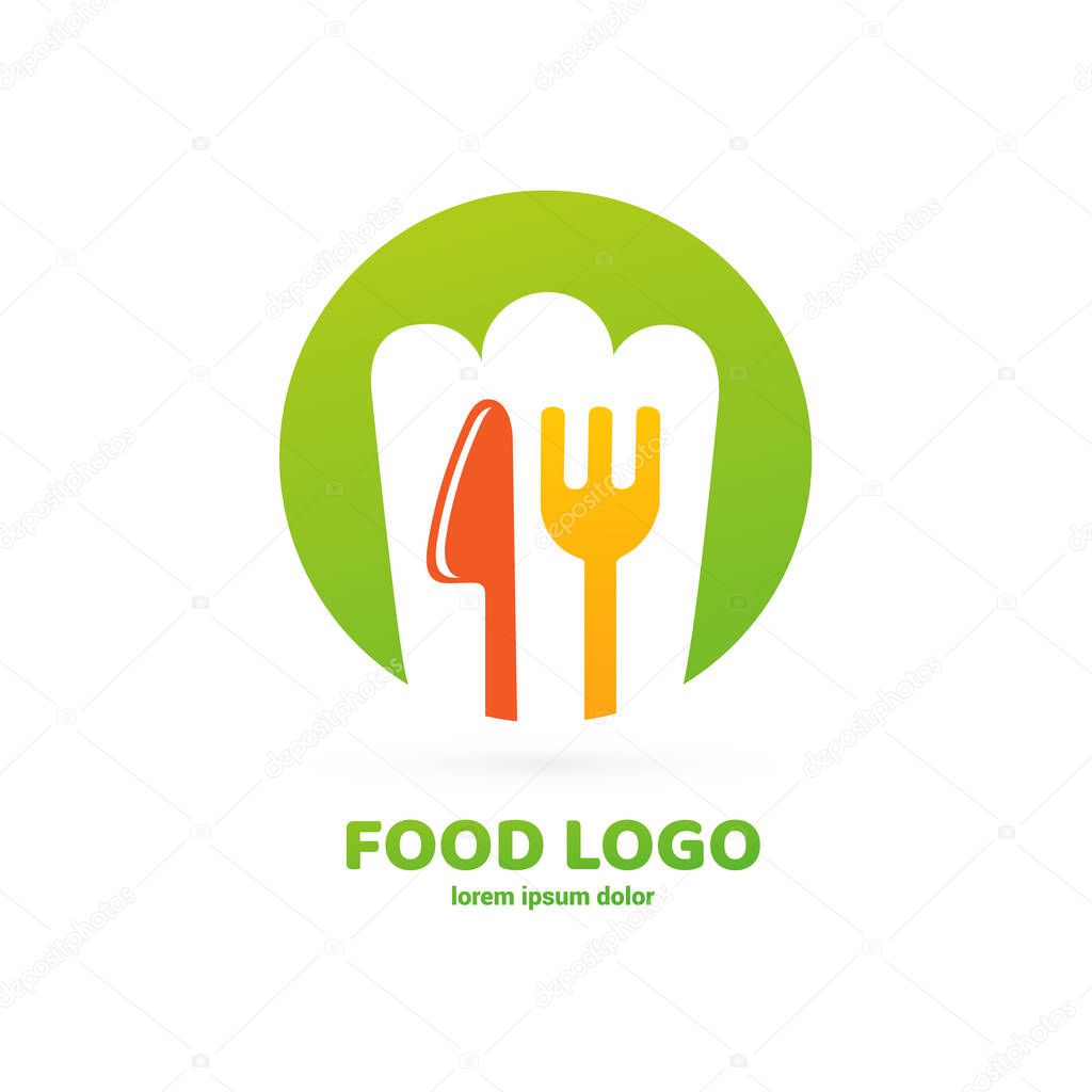 Illustration design of logotype restaurant, cafe, grocery store. Vector menu web icon.