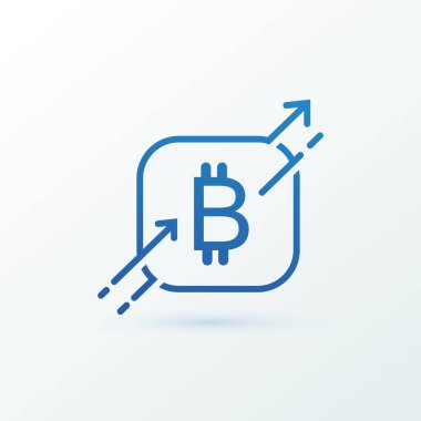 Vektör tasarım logo finans ve e-ticaret. Bitcoin piktogram, sanal para soyut simgesi