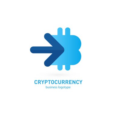 Vektör tasarım logo finans ve e-ticaret. Bitcoin piktogram, sanal para soyut simgesi