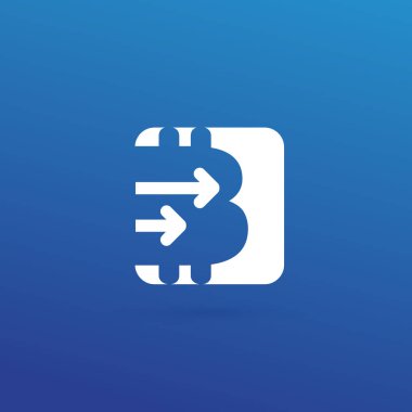 Vektör tasarım logo finans ve e-ticaret. Bitcoin piktogram, sanal para soyut simgesi