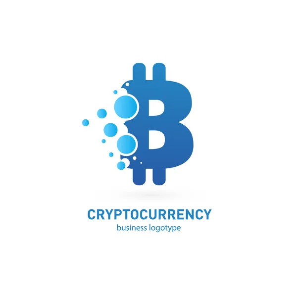 Вектор Дизайн Логотипу Фінанси Електронної Комерції Піктограма Bitcoin Віртуальні Гроші — стоковий вектор