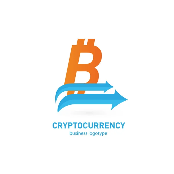 Вектор Дизайн Логотипу Фінанси Електронної Комерції Піктограма Bitcoin Віртуальні Гроші — стоковий вектор