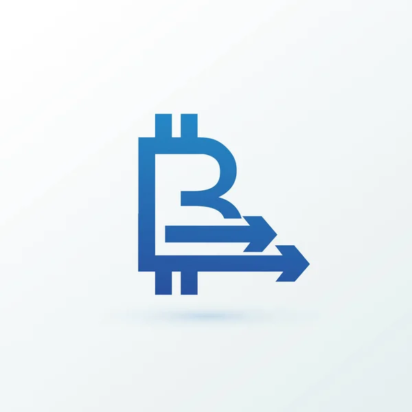 Vector Design Logotipo Financiamento Commerce Bitcoin Pictograma Ícone Abstrato Dinheiro — Vetor de Stock