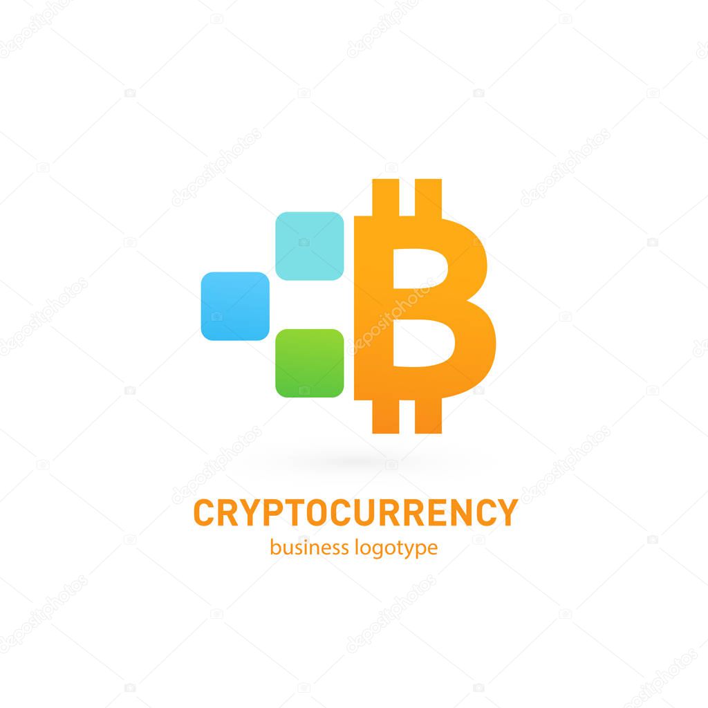Vector design logo finance and e-commerce. Bitcoin pictogram, virtual money abstract icon