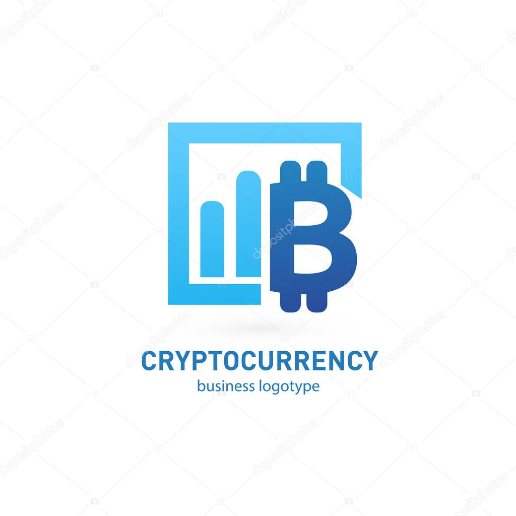 Vector design logo finance and e-commerce. Bitcoin pictogram, virtual money abstract icon