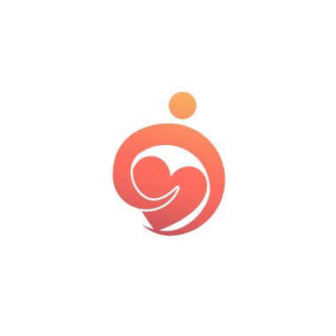 Kalp şeklinde sağlık çocuğu. Aile kliniği renkli logosu. Adam ile