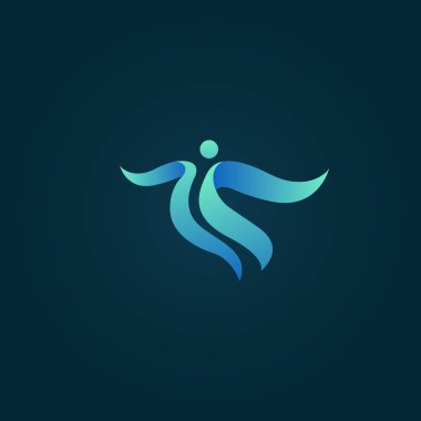 Vektör çizim, grafik tasarım düzenlenebilir tasarım. Aktif kişi leafl logosu ile. Fitness, spor web simgesi.