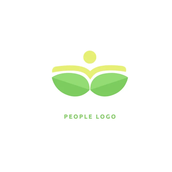 Векторні Ілюстрації Графічний Дизайн Щасливі Люди Логотипом Листка Фітнес Спортивний — стоковий вектор