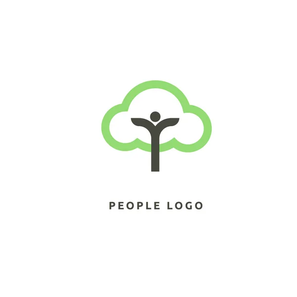Векторні Ілюстрації Графічний Дизайн Щасливі Люди Логотипом Листка Фітнес Спортивний — стоковий вектор