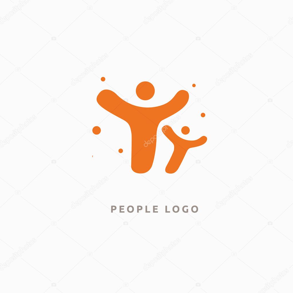 Vector illustration, Graphic Design Editable Design. Happy motivated people in colorful logo. Team web icon.