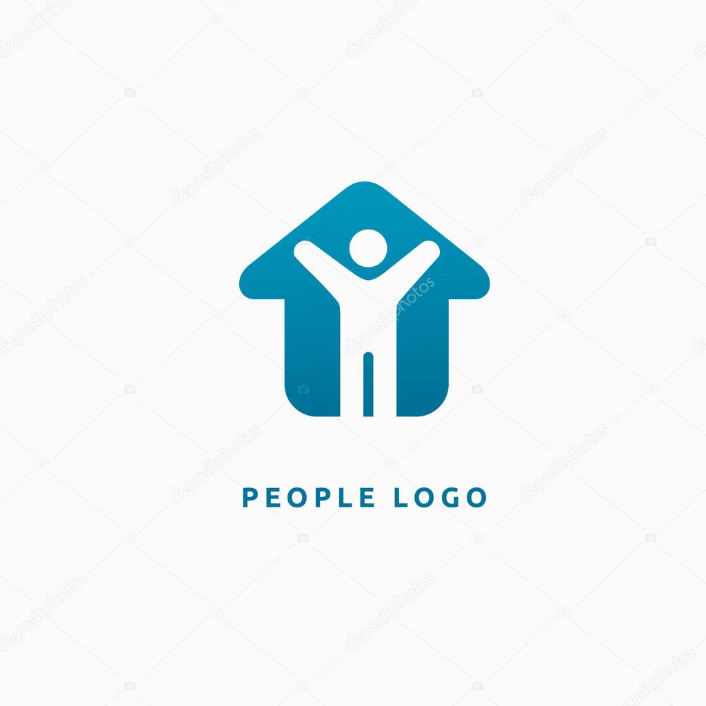 Vector man and house logo concept. Vector illustration, Graphic Design Editable Design.