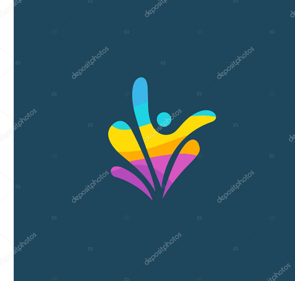 Vector illustration, Graphic Design Editable Design. Happy motivated people in colorful logo. Team web icon.