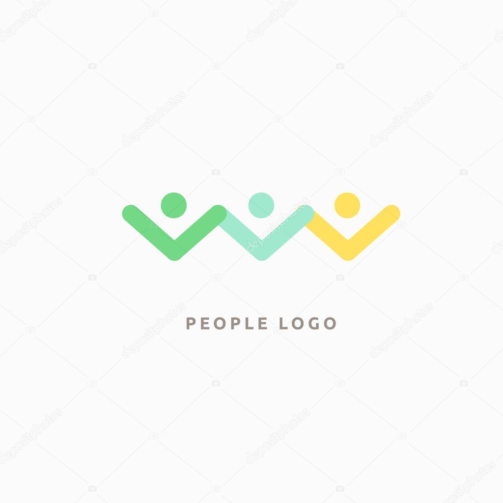 Vector illustration, Graphic Design Editable Design. Happy motivated people in colorful logo. Team web icon.