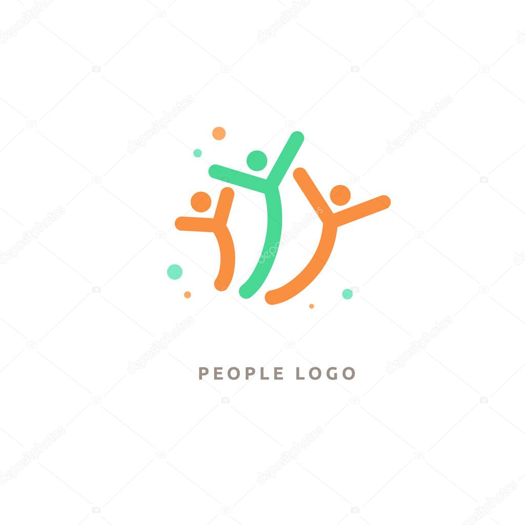 Vector illustration, Graphic Design Editable Design. Happy motivated people in colorful logo. Team web icon.