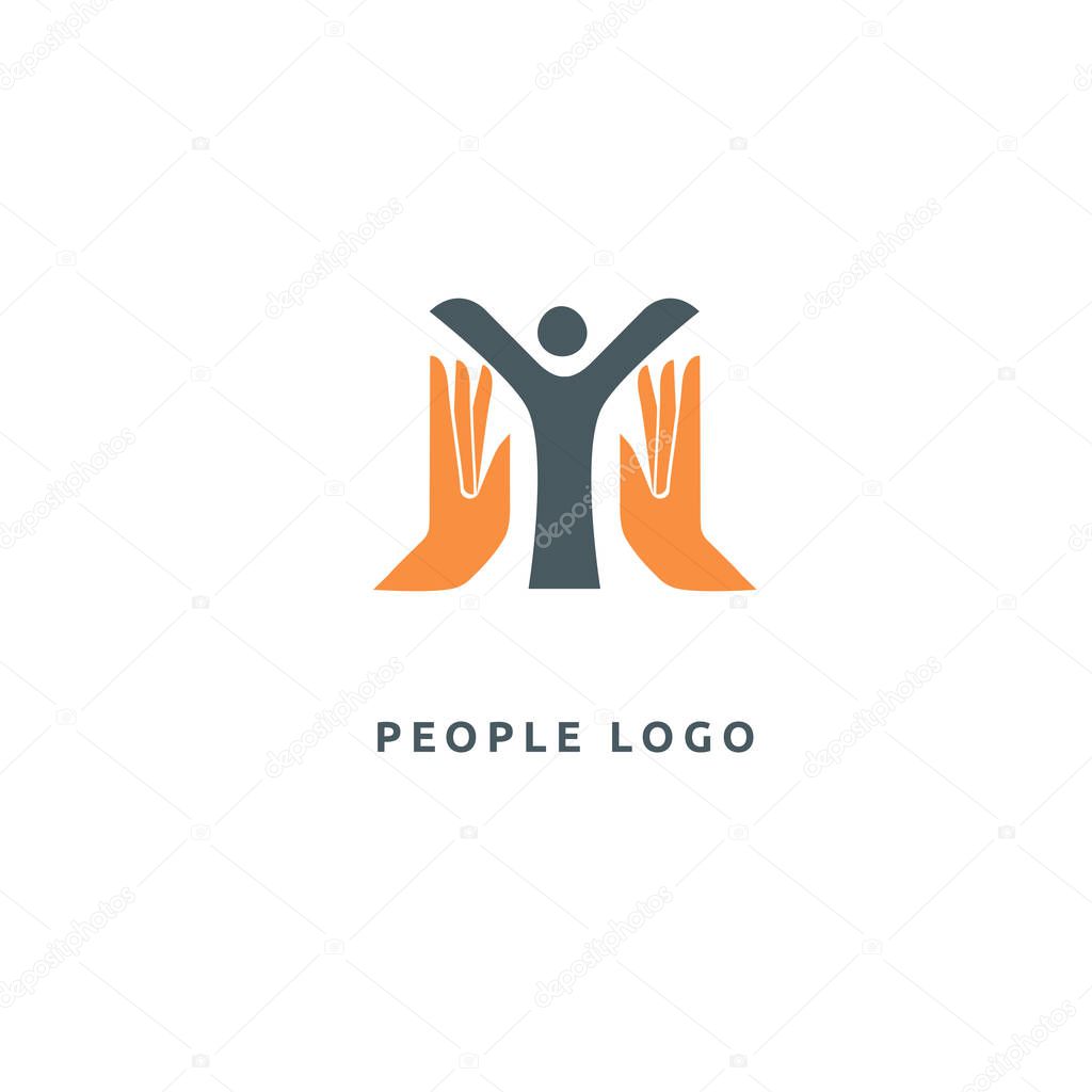 Vector illustration, Graphic Design Editable Design. Happy motivated people in colorful logo. Team web icon.