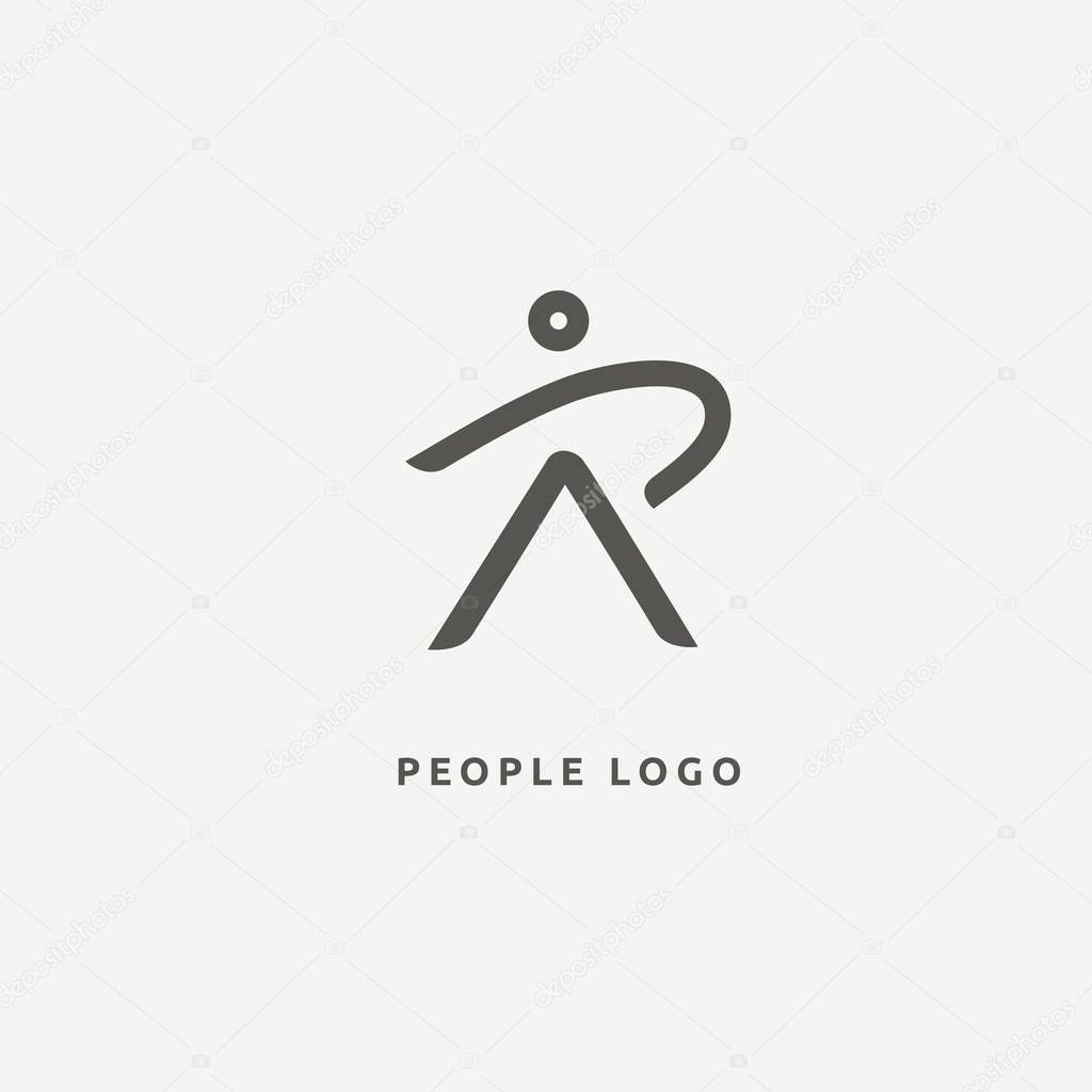 Vector illustration, Graphic Design Editable Design. Active person with leafl logo. Fitness, sport web icon.