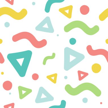 Afiş, poster, kart, kapak, davet, el ilanı vektör memphis için trendy Dikişsiz desen arka plan stil