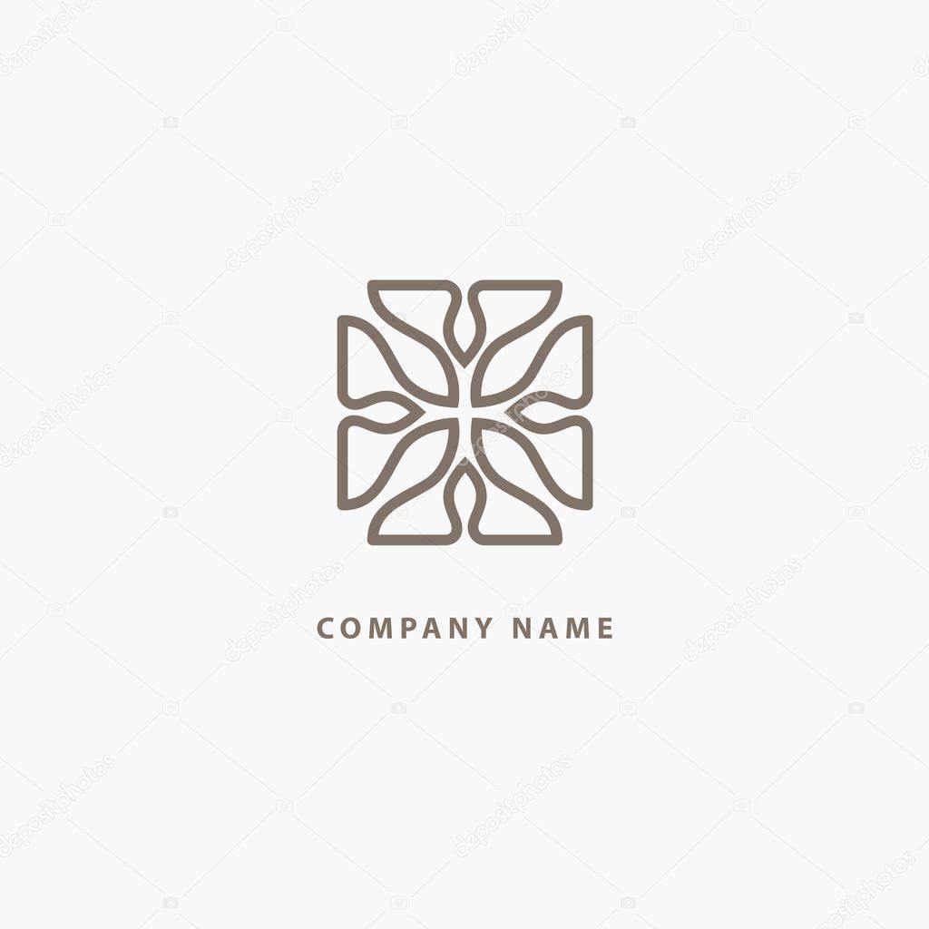 Simple Line Art Ornate Design. Vintage geometric Vector Illustration.