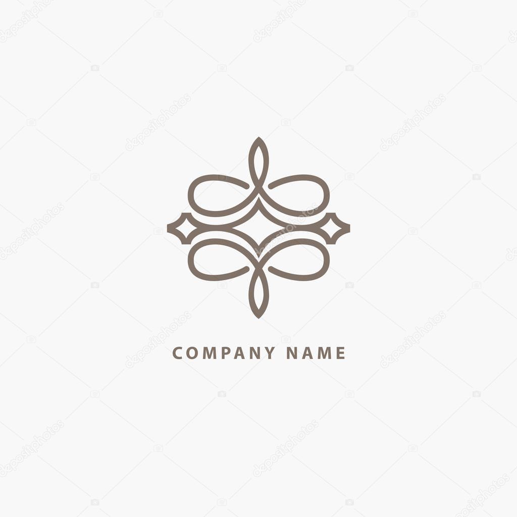 Simple Line Art Ornate Design. Vintage geometric Vector Illustration.