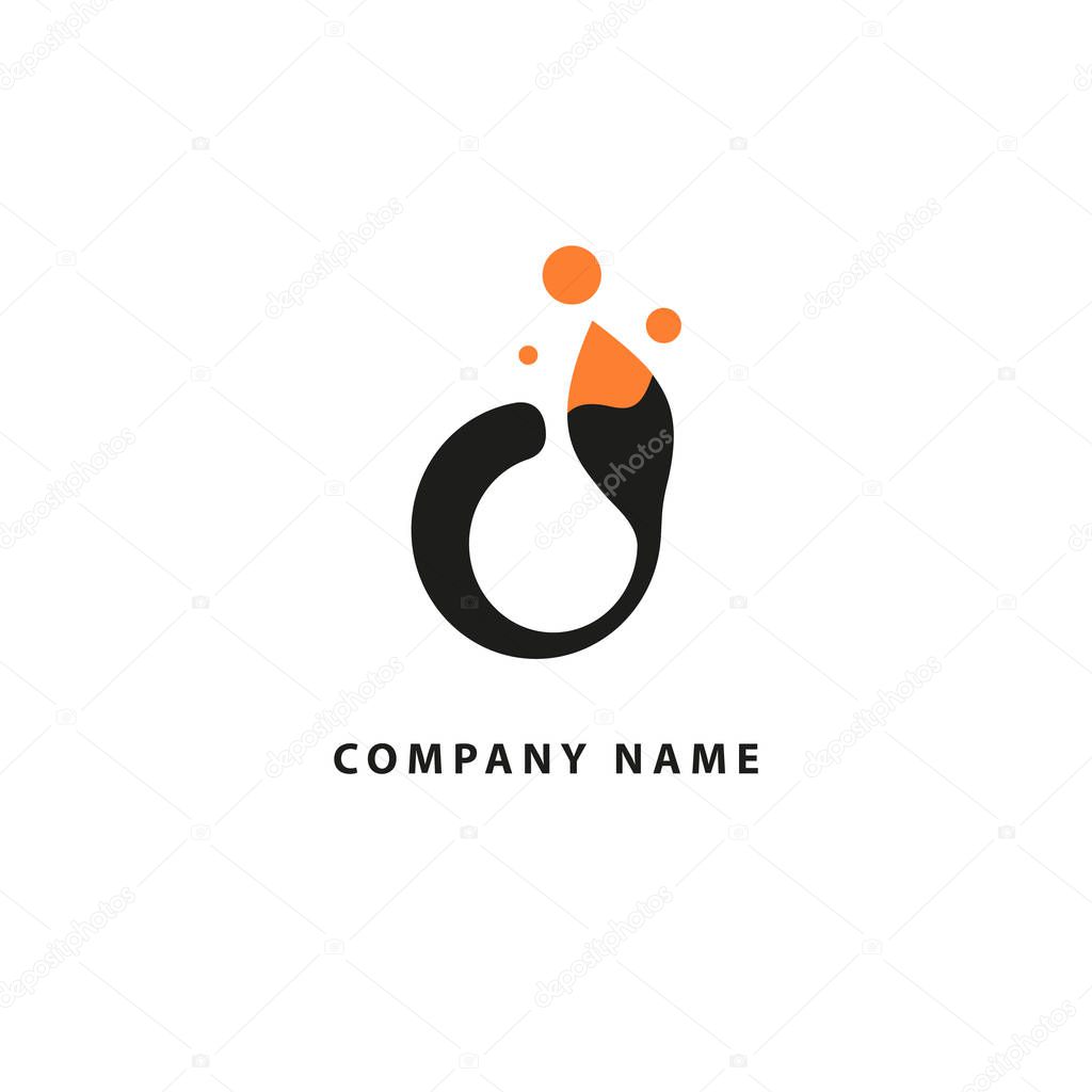 Color palet vector logo template. Emblem with brush for painting.