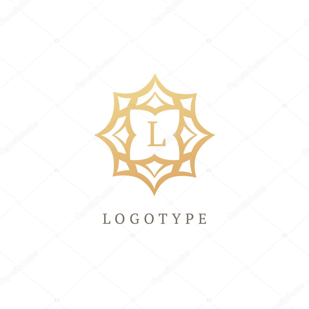 Letter L vector logo. Vintage Insignia and Logotype. Business sign, identity, label, badge of restaurant.