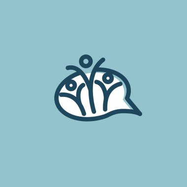 İleti simgesi. Vektör düz stil illüstrasyon modern logo tasarım konuşma balonu ve insanlar.