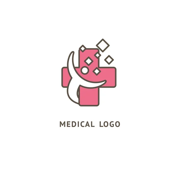 Ilustrace Návrh Obchodní Logo Kliniky Vektorové Lidé Křížové Web Ikony — Stockový vektor