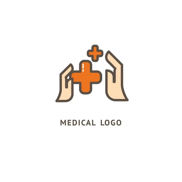 Illustrazione Progettazione Business Logotipo Clinica Persone Vettoriali Croce Icona Web — Vettoriale Stock