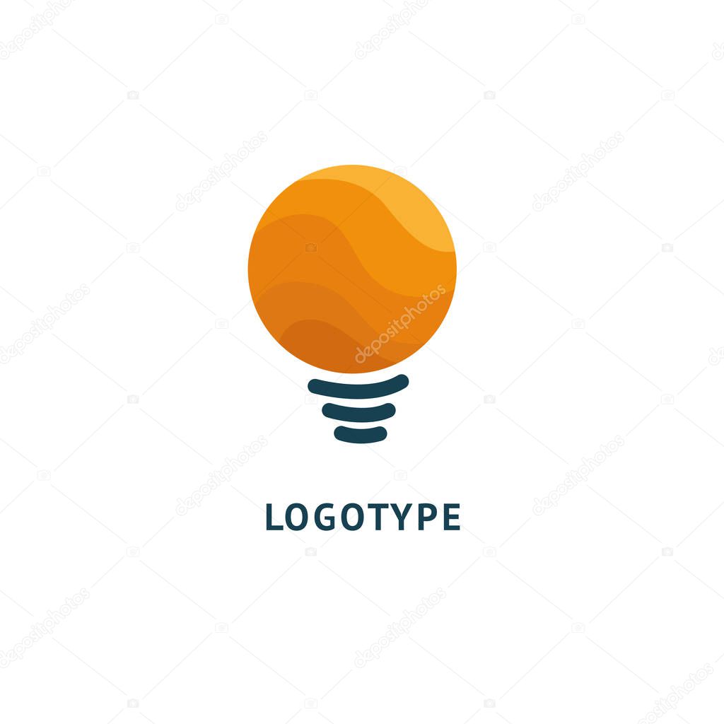 Idea minimalistic vector logo. Vector lamp Template. Lamp icon. Illustration, Graphic Design Editable Design.