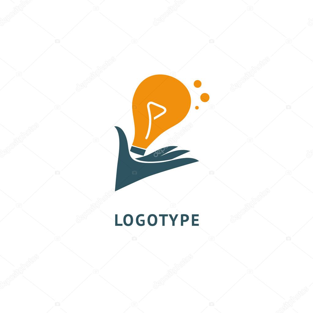 Idea minimalistic vector logo. Vector lamp Template. Lamp icon. Vector illustration, Graphic Design Editable Design.