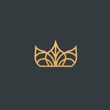 Soyut vetor taç logo vektör tasarımı. Güzellik salonları, elit aksesuarları, takı, oteller, spa, düğün için oturum açın. Vintage dekoratif simgesi qween, Kral, Prenses.