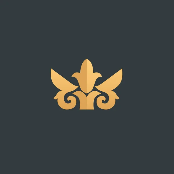 Diseño abstracto vectorial del logotipo de la corona vetor. Firma para salón de belleza, accesorios de élite, joyería, hoteles, spa, boda. Icono decorativo vintage qween, rey, princesa . — Archivo Imágenes Vectoriales