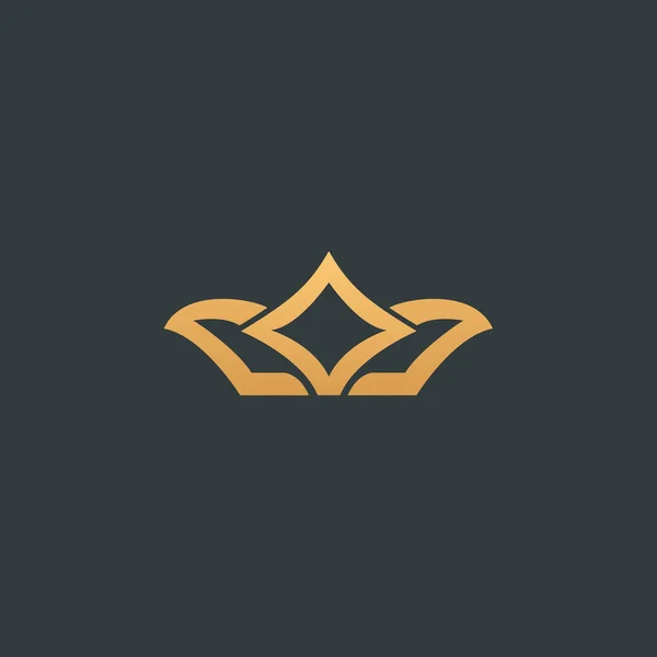 Diseño abstracto vectorial del logotipo de la corona vetor. Firma para salón de belleza, accesorios de élite, joyería, hoteles, spa, boda. Icono decorativo vintage qween, rey, princesa . — Vector de stock