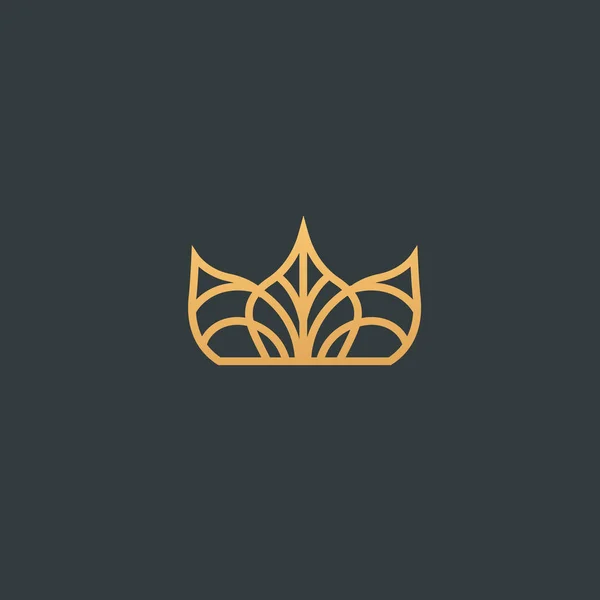 Diseño abstracto vectorial del logotipo de la corona vetor. Firma para salón de belleza, accesorios de élite, joyería, hoteles, spa, boda. Icono decorativo vintage qween, rey, princesa . — Archivo Imágenes Vectoriales