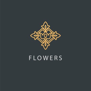 Soyut çiçek mağazası logo ikonu vektör tasarımı. Kozmetik, Spa, Güzellik Salonu Dekorasyon Butik Vektör Logosu. Vektör illüstrasyonu, Grafik Tasarım Düzenleme Tasarımı. Çiçek logosu. Çiçek düğün simgesi.