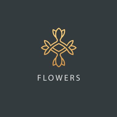 Soyut çiçek mağazası logo ikonu vektör tasarımı. Kozmetik, Spa, Güzellik Salonu Dekorasyon Butik Vektör Logosu. Vektör illüstrasyonu, Grafik Tasarım Düzenleme Tasarımı. Çiçek logosu. Çiçek düğün simgesi.