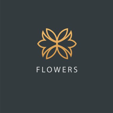 Soyut çiçek mağazası logo ikonu vektör tasarımı. Kozmetik, Spa, Güzellik Salonu Dekorasyon Butik Vektör Logosu. Vektör illüstrasyonu, Grafik Tasarım Düzenleme Tasarımı. Çiçek logosu. Çiçek düğün simgesi.
