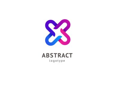 Soyut vetor logo vektör tasarımı. İş, internet iletişim şirketi, dijital ajans, pazarlama için imzalayın. Modern dekoratif geometrik simge.