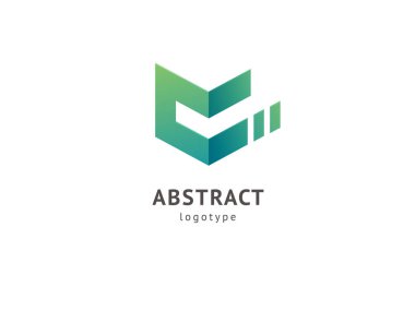 Soyut vetor logo vektör tasarımı. İş, internet iletişim şirketi, dijital ajans, pazarlama için imzalayın. Modern dekoratif geometrik simge.