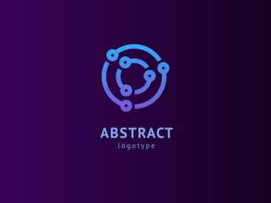 Logo tasarım soyut dijital teknoloji vektör şablonu. Logotürü iş web pazarlama İllüstrasyon tasarımı. Vektör mobil uygulama web simgesi.