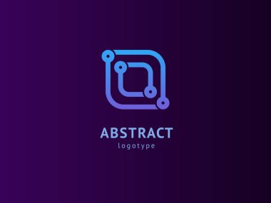 Logo tasarım soyut dijital teknoloji vektör şablonu. Logotürü iş web pazarlama İllüstrasyon tasarımı. Vektör mobil uygulama web simgesi.