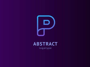 Monogram tasarım öğeleri, zarif şablon. Calligraphic zarif logo tasarımı. P logo çizgi art monogram. Karanlık bir arka plan üzerinde mektup p. P harfi vektör logosu. İş işareti, kimlik, etiket, rozet.