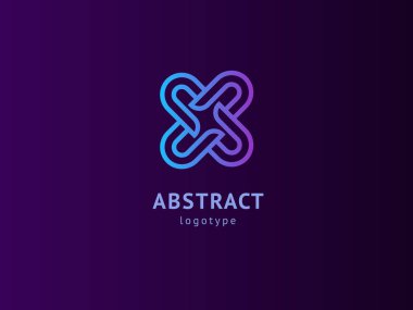 Soyut vetor logo vektör tasarımı. İş, internet iletişim şirketi, dijital ajans, pazarlama için imzalayın. Modern dekoratif geometrik simge.