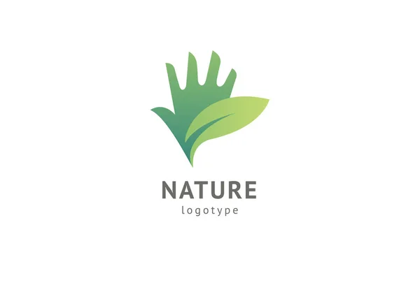 Abstrakte Natur Logo Icon Vektor Design. gesundes Öko-Essen, Ökologie, Wellness, Ernährung, Yoga, Umweltvektorlogo. glückliche Menschen mit Blattlogo. Fitness, Sport Web-Ikone. — Stockvektor