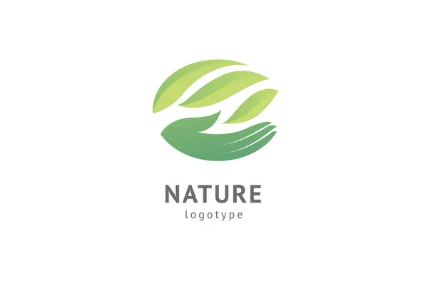 Abstrakte Natur Logo Icon Vektor Design. gesundes Öko-Essen, Ökologie, Wellness, Ernährung, Yoga, Umweltvektorlogo. glückliche Menschen mit Blattlogo. Fitness, Sport Web-Ikone. — Stockvektor